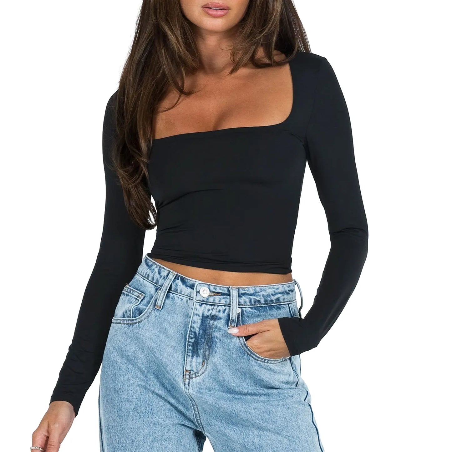 Slim Fit Square Neck Crop Top