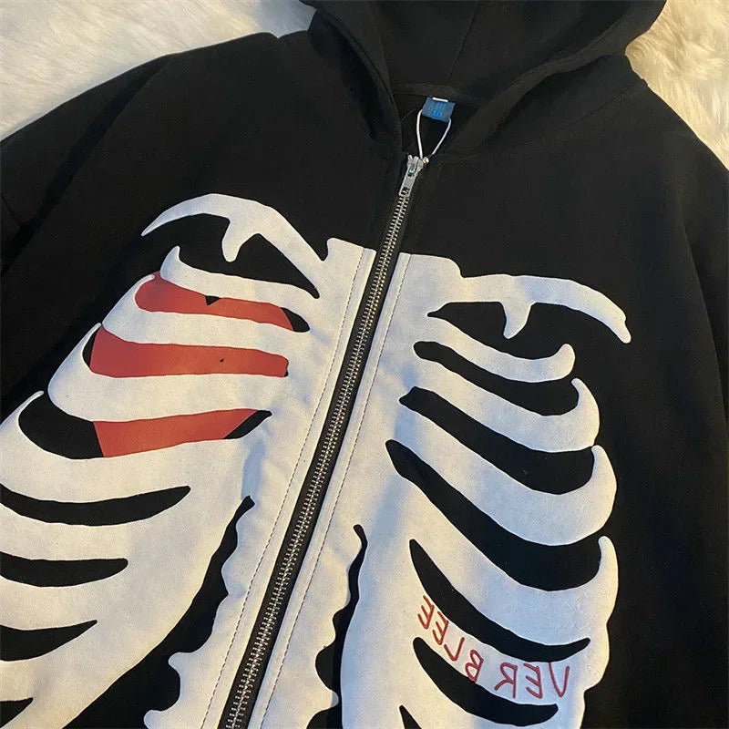 Skeleton Zip Up Hoodie