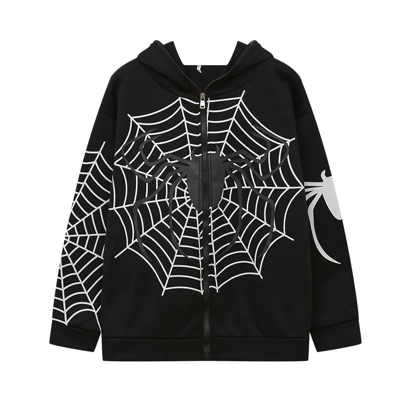 Spider Web Zip Up Hoodie