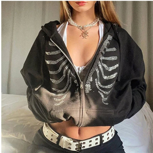 Skeleton Zip Up Hoodie