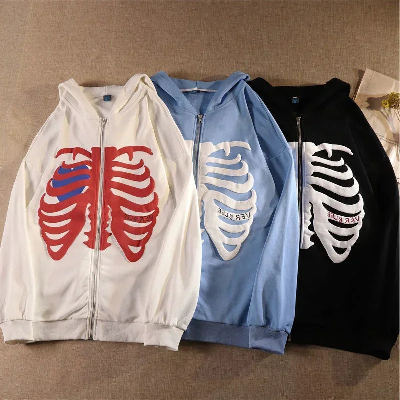 Skeleton Zip Up Hoodie