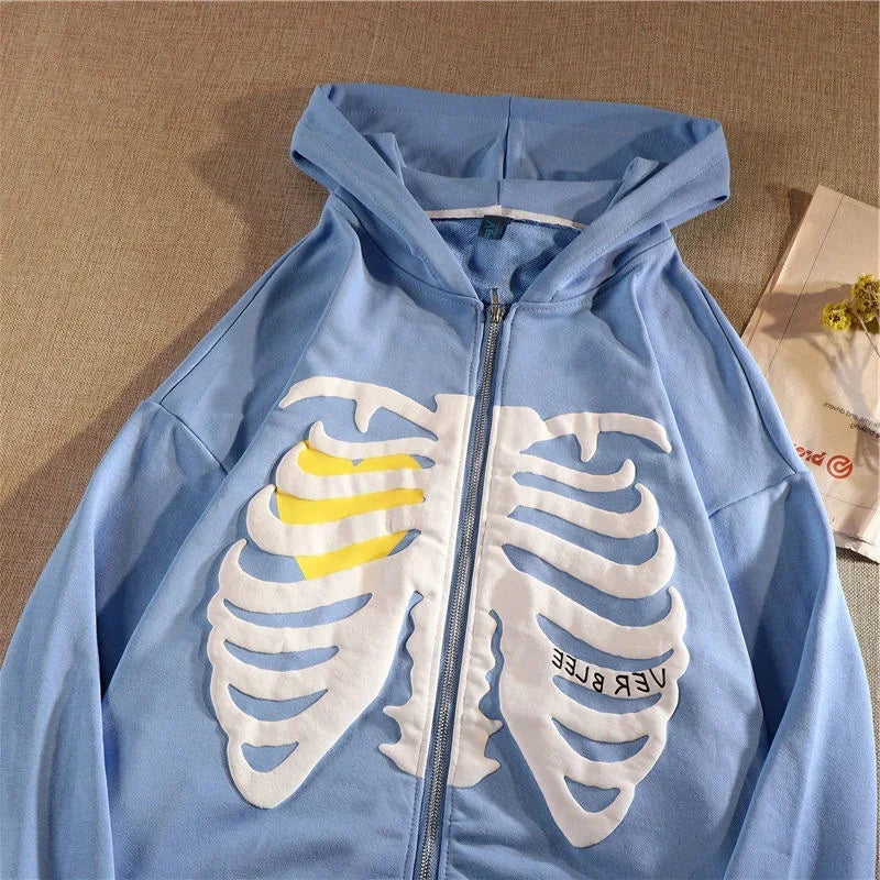 Skeleton Zip Up Hoodie