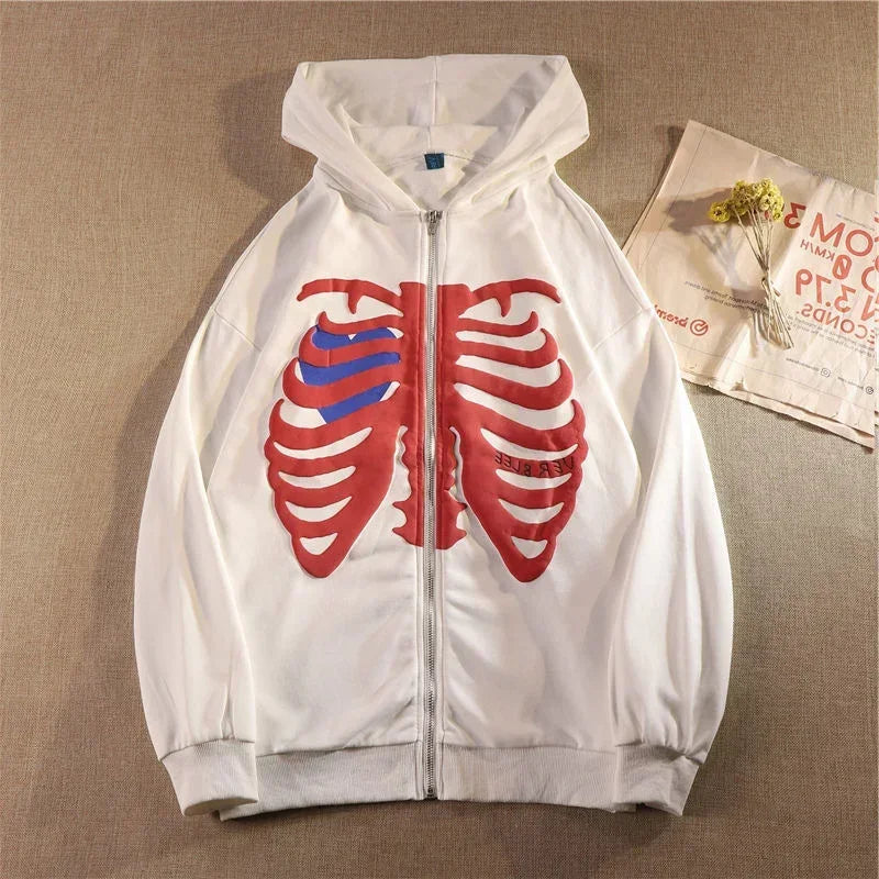 Skeleton Zip Up Hoodie