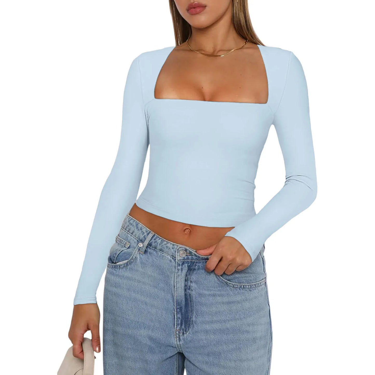 Slim Fit Square Neck Crop Top