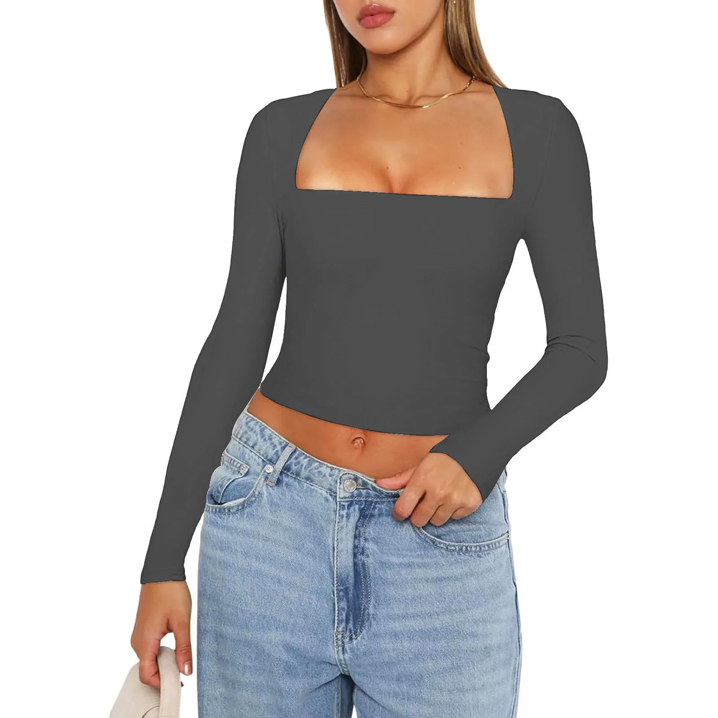 Slim Fit Square Neck Crop Top