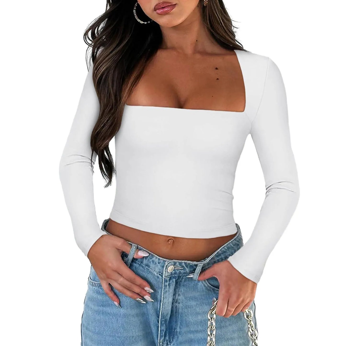 Slim Fit Square Neck Crop Top