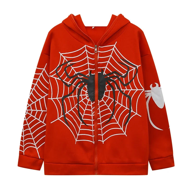 Spider Web Zip Up Hoodie