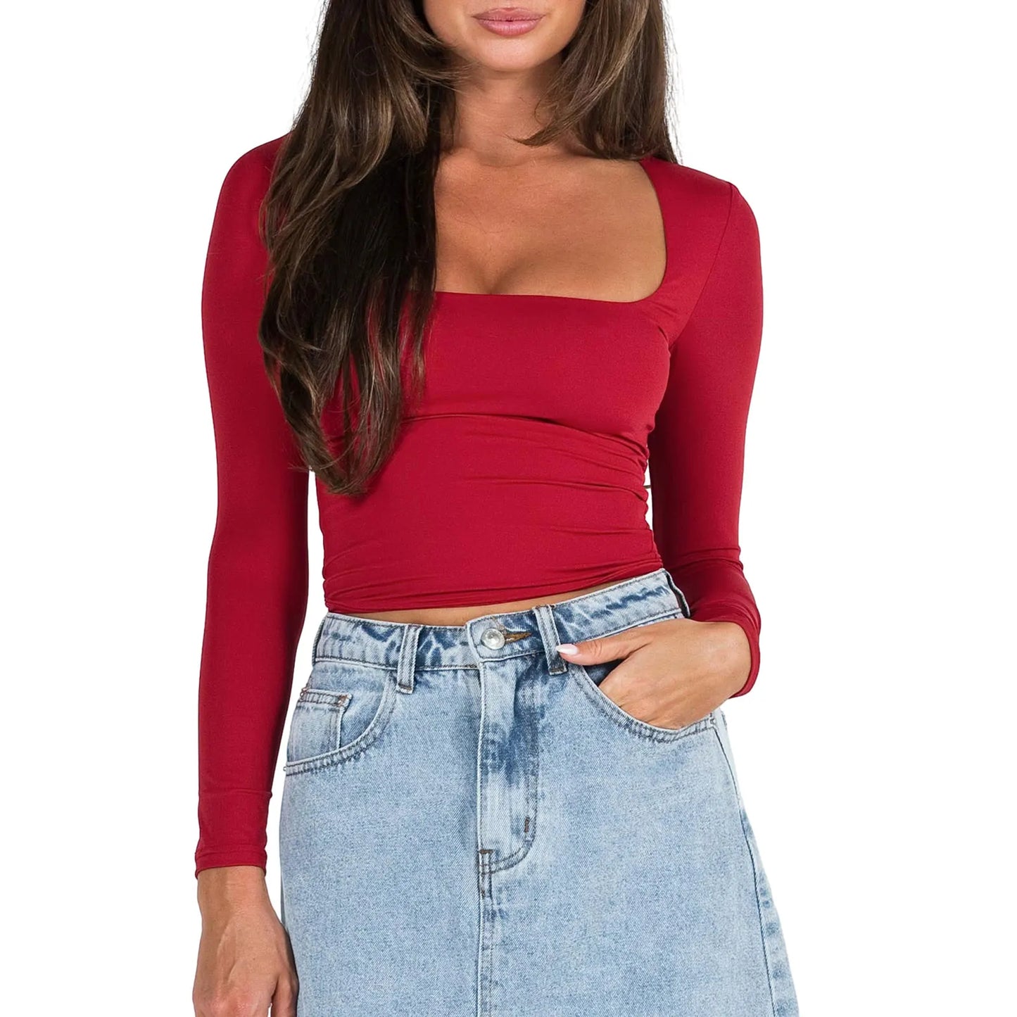 Slim Fit Square Neck Crop Top