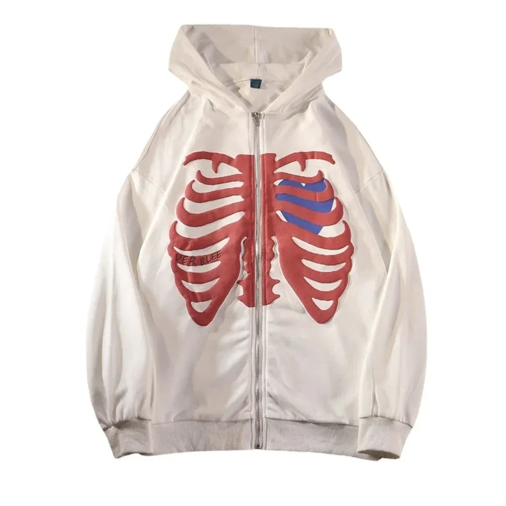 Skeleton Zip Up Hoodie