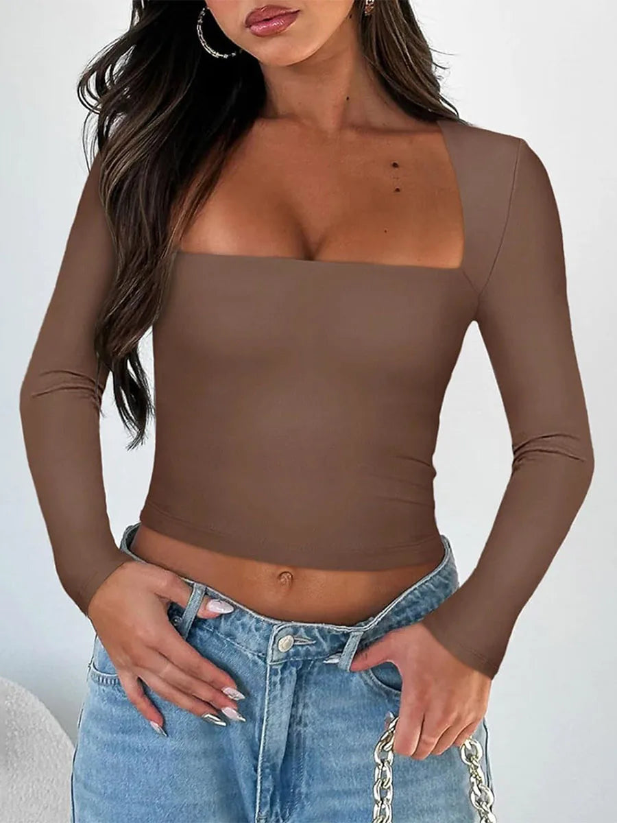 Slim Fit Square Neck Crop Top