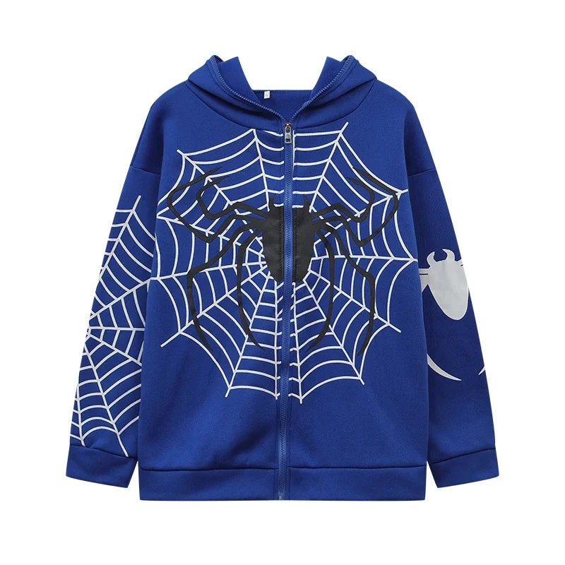 Spider Web Zip Up Hoodie