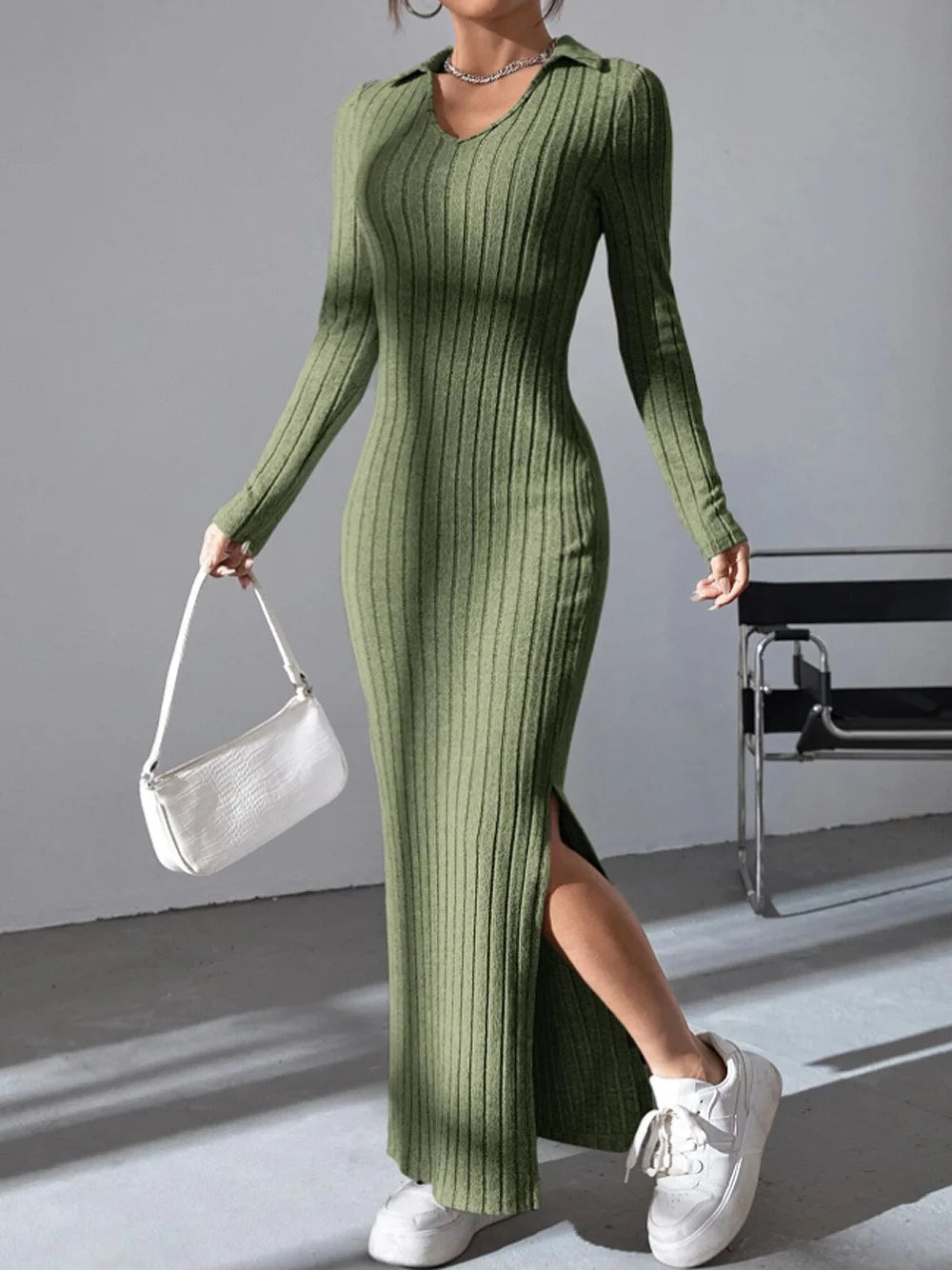 Basic Slim Fit Long Sleeve Dress