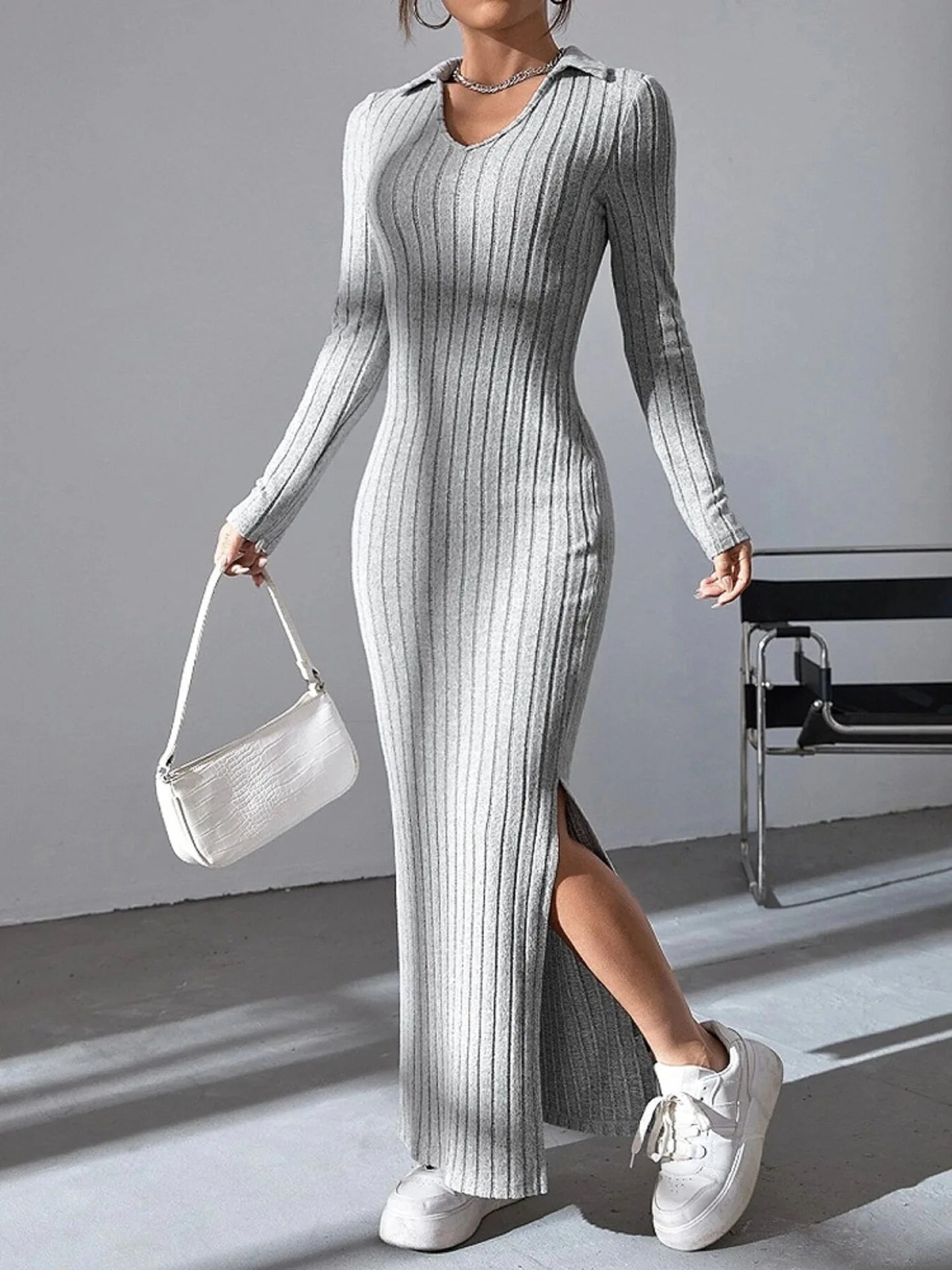 Basic Slim Fit Long Sleeve Dress