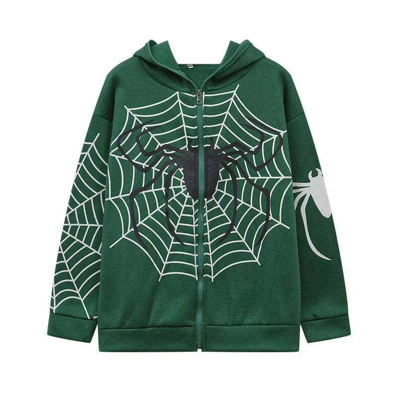 Spider Web Zip Up Hoodie