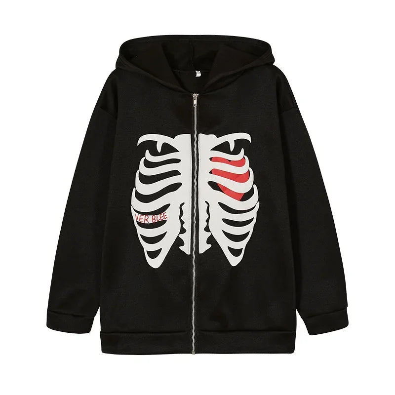 Skeleton Zip Up Hoodie